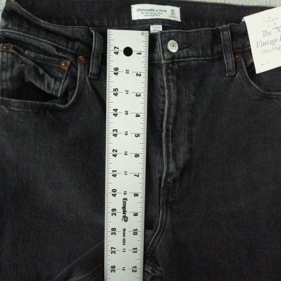 Abercrombie & Fitch 70s Vintage Flare Leg Jeans Curve Love Womens 30 Black Denim - Picture 6 of 9
